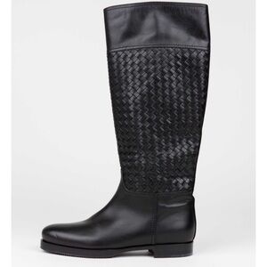 Bottega Veneta Intrecciato Weave Leather Riding Boots